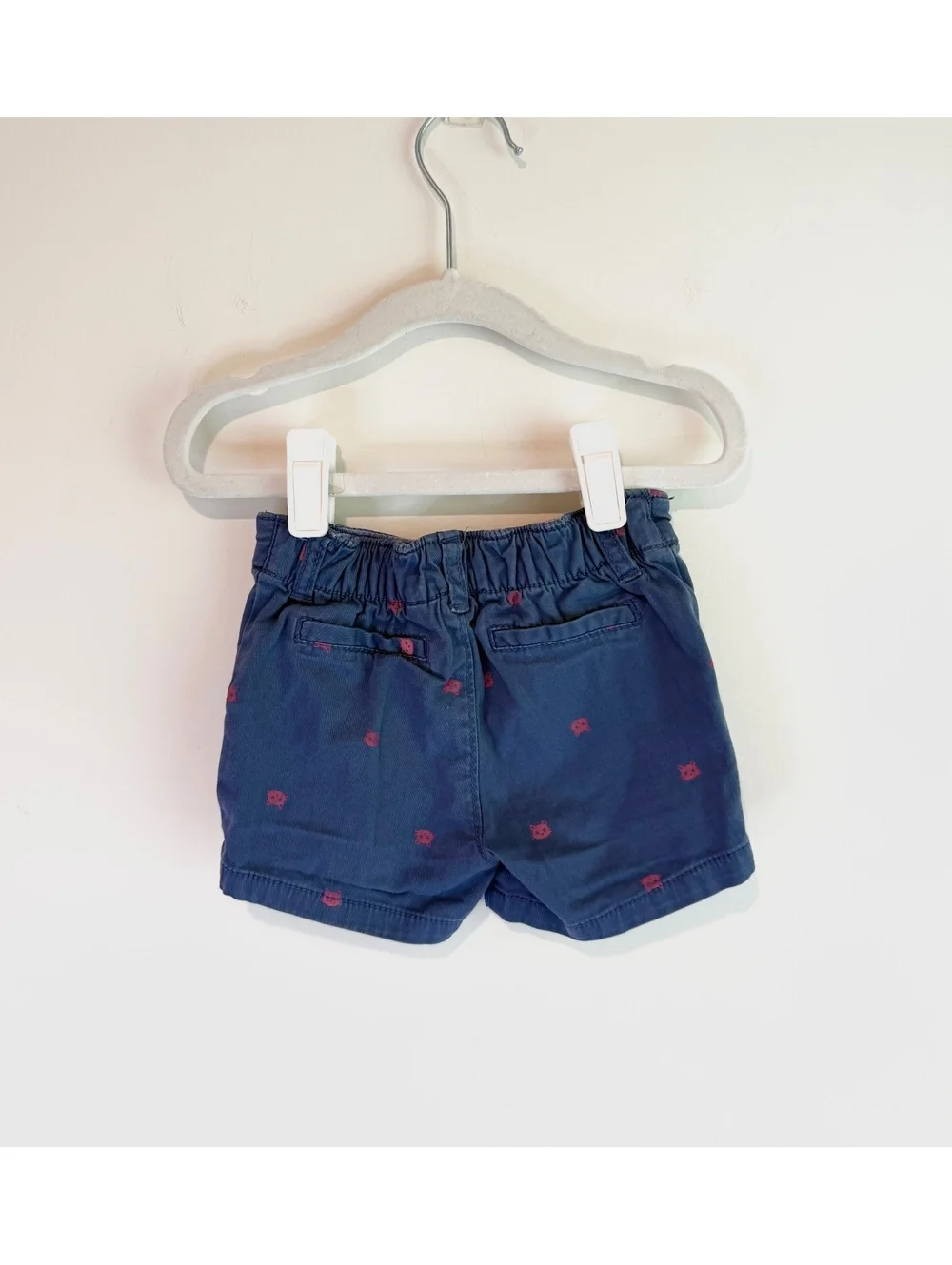OshKosh B'gosh Navy Blue Baby Shorts with Pink Cat Print Size 6-9M